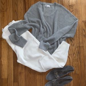 Zara Knit jogging pants in white.